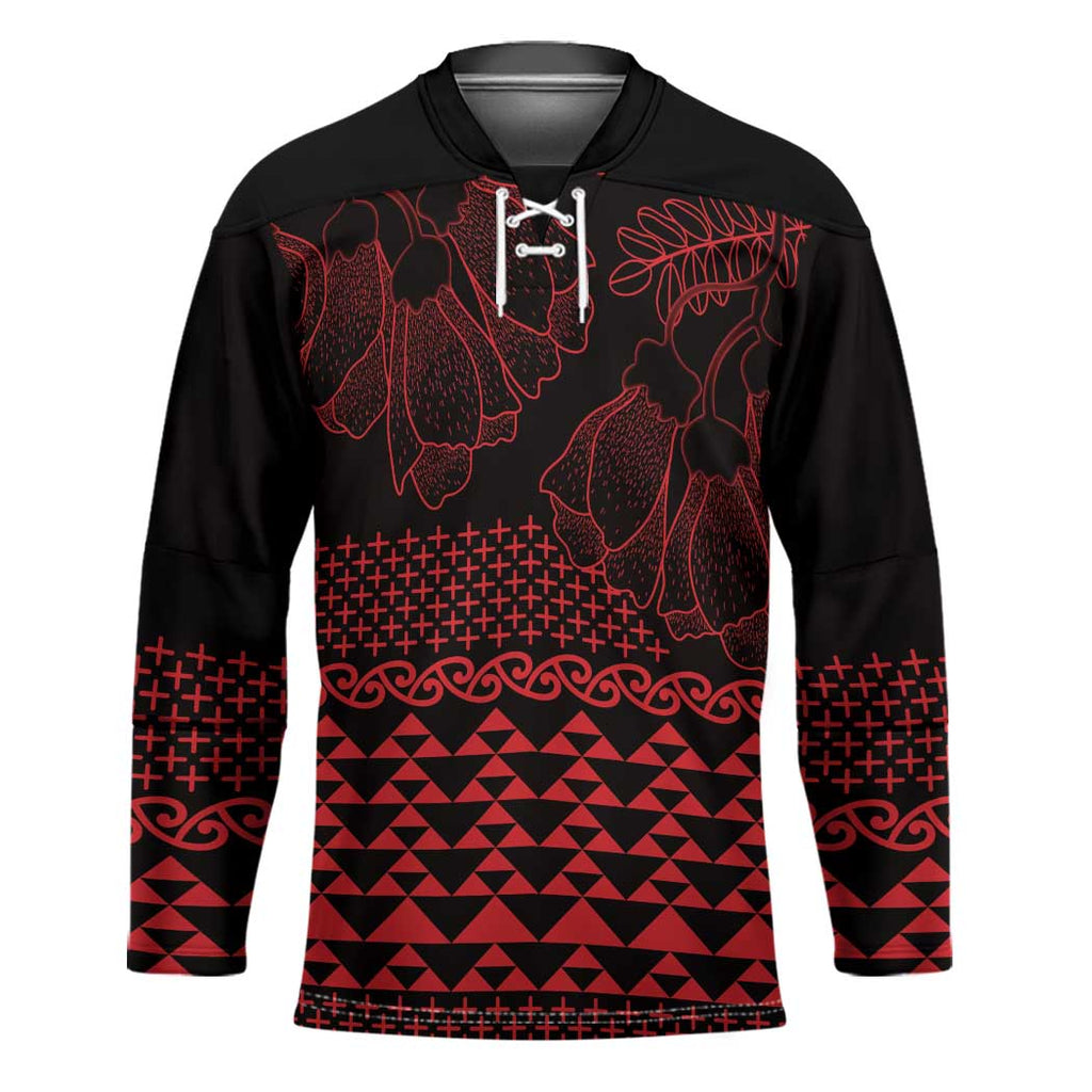 Red Taniko Kowhaiwhai Tukutuku Motif Hockey Jersey - Aussie Hoodie