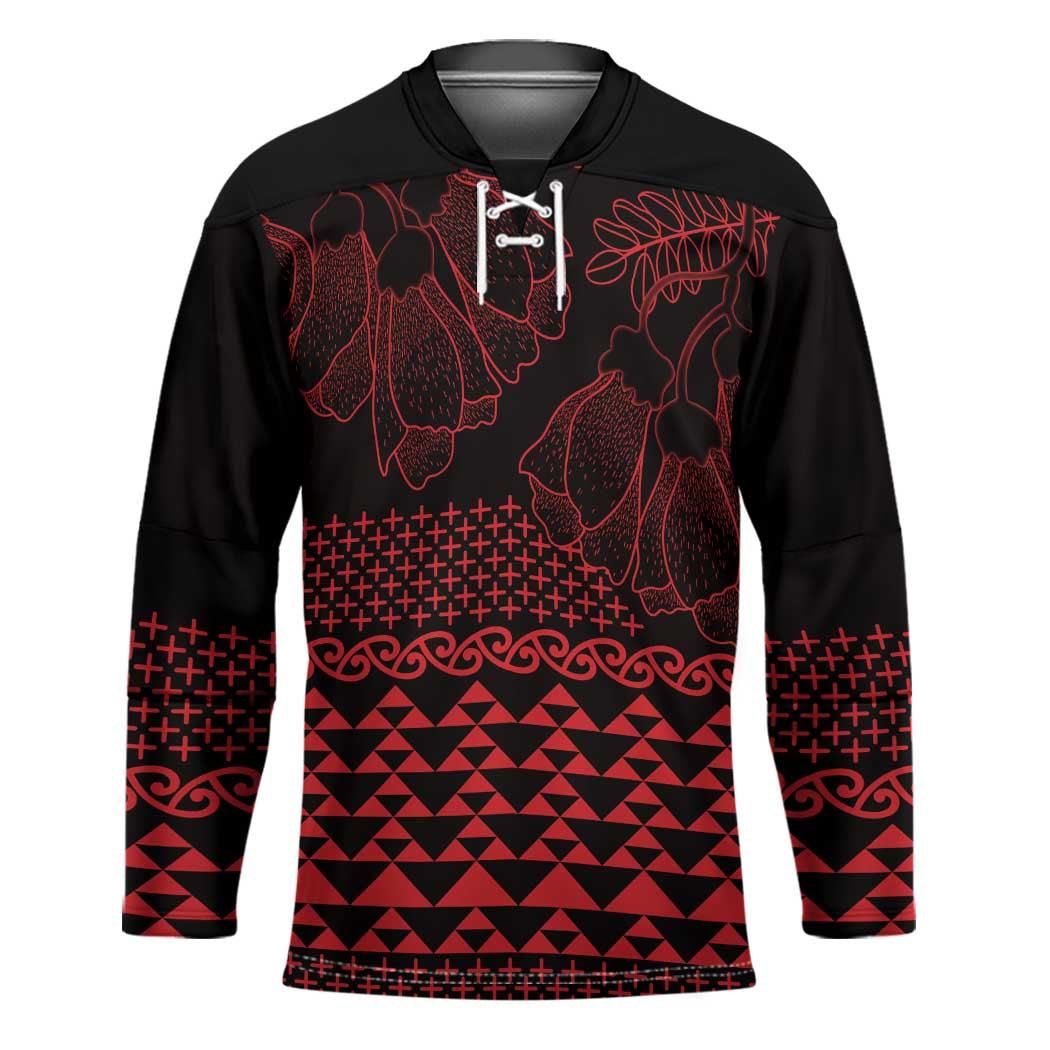 Red Taniko Kowhaiwhai Tukutuku Motif Hockey Jersey - Aussie Hoodie
