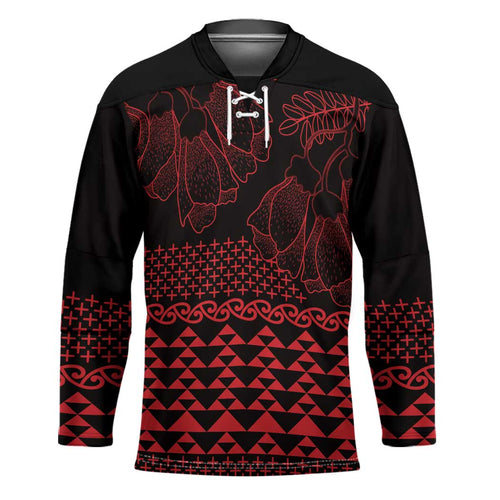 Red Taniko Kowhaiwhai Tukutuku Motif Hockey Jersey - Aussie Hoodie