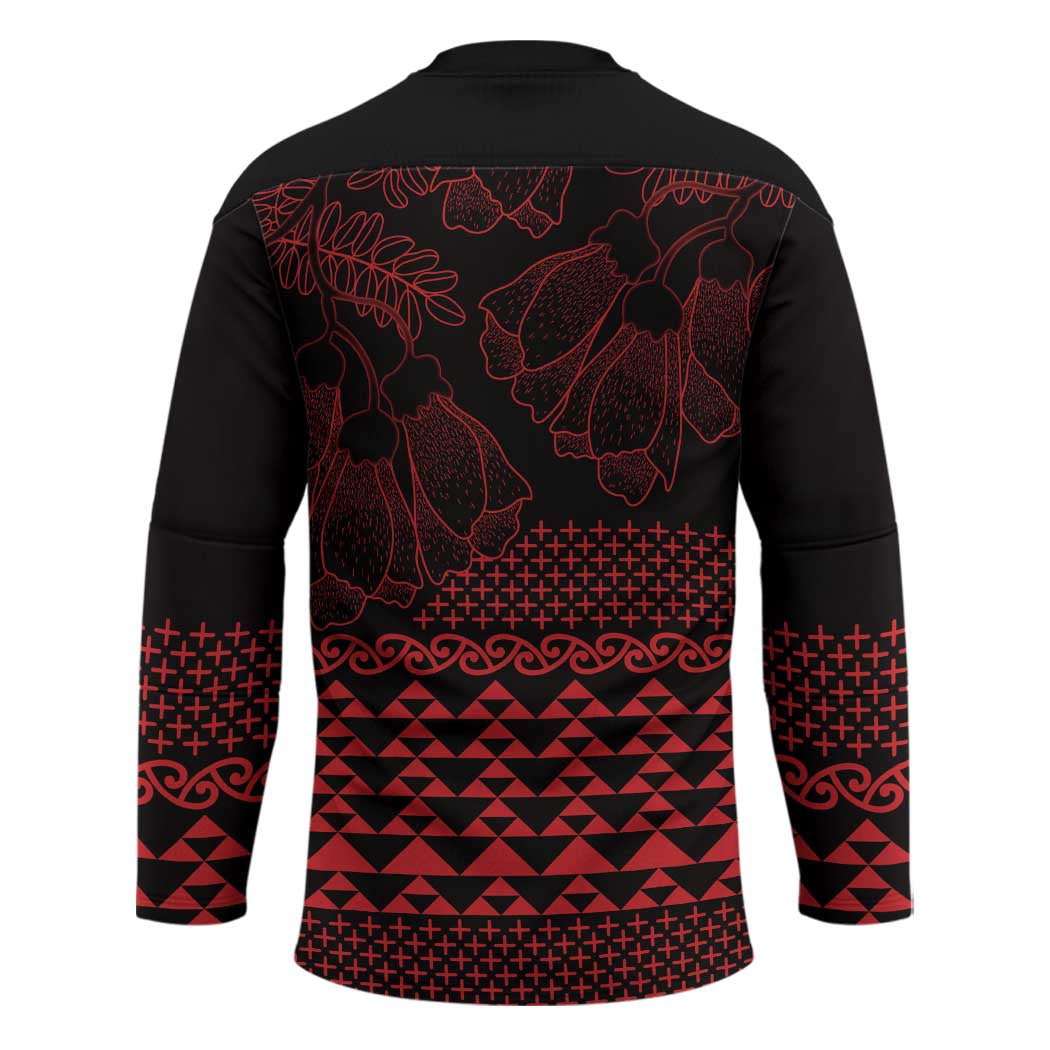 Red Taniko Kowhaiwhai Tukutuku Motif Hockey Jersey - Aussie Hoodie