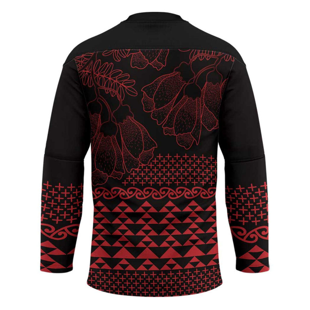 Red Taniko Kowhaiwhai Tukutuku Motif Hockey Jersey - Aussie Hoodie