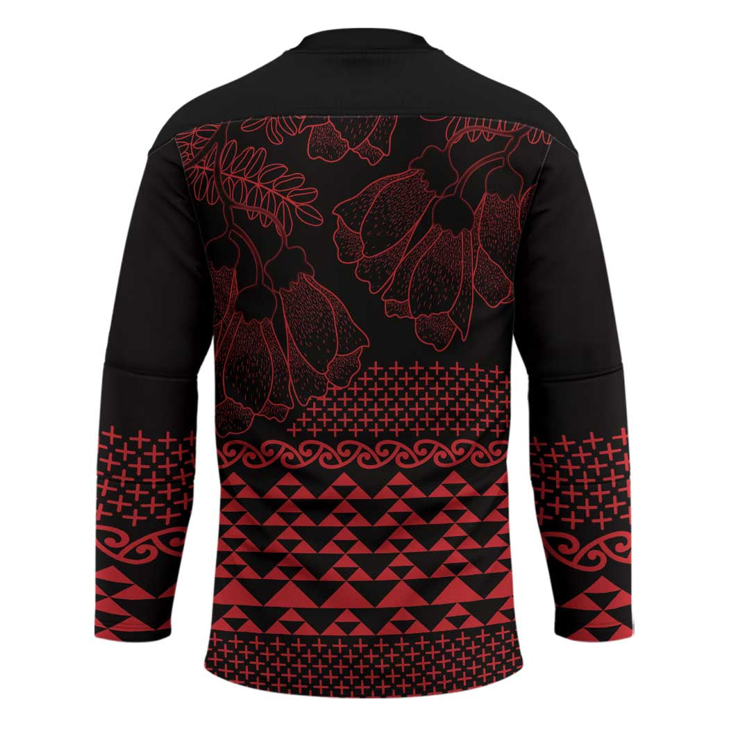 Red Taniko Kowhaiwhai Tukutuku Motif Hockey Jersey - Aussie Hoodie