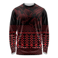 Red Taniko Kowhaiwhai Tukutuku Motif Long Sleeve Shirt