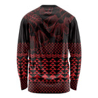 Red Taniko Kowhaiwhai Tukutuku Motif Long Sleeve Shirt