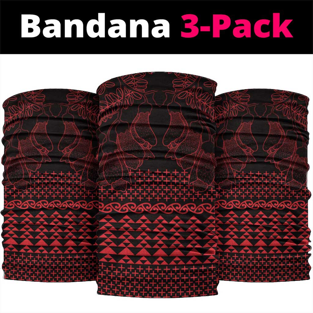 Red Taniko Kowhaiwhai Tukutuku Motif Neck Gaiter - Aussie Hoodie
