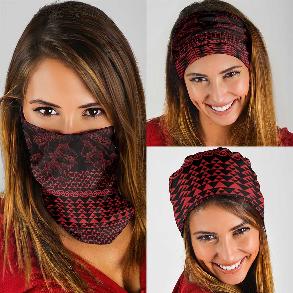Red Taniko Kowhaiwhai Tukutuku Motif Neck Gaiter - Aussie Hoodie