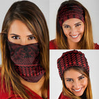 Red Taniko Kowhaiwhai Tukutuku Motif Neck Gaiter - Aussie Hoodie
