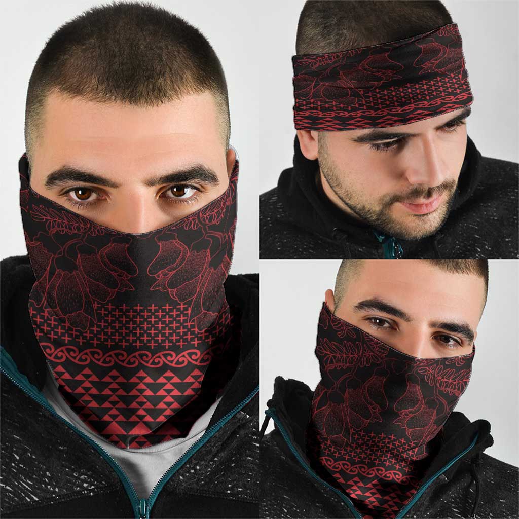 Red Taniko Kowhaiwhai Tukutuku Motif Neck Gaiter - Aussie Hoodie