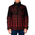 Red Taniko Kowhaiwhai Tukutuku Motif Padded Jacket - Aussie Hoodie