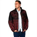 Red Taniko Kowhaiwhai Tukutuku Motif Padded Jacket - Aussie Hoodie