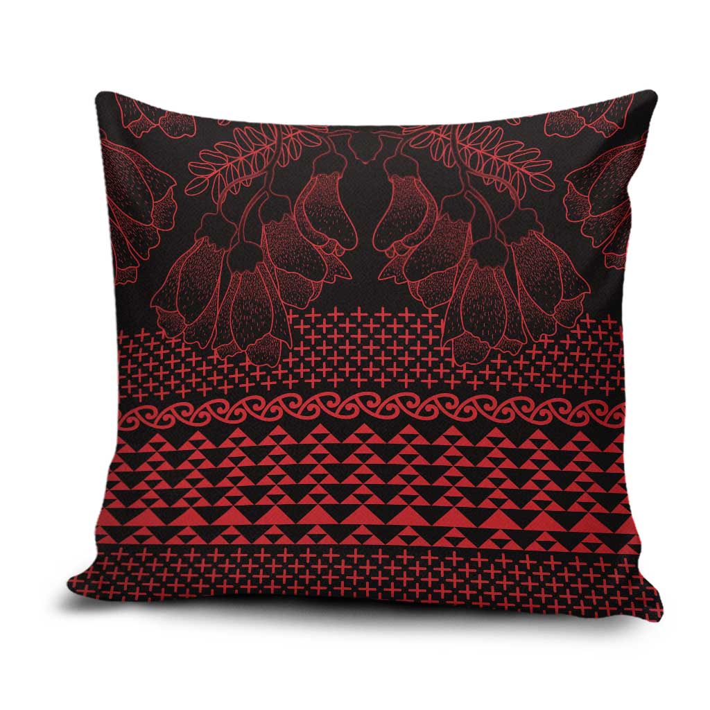 Red Taniko Kowhaiwhai Tukutuku Motif Pillow Cover - Aussie Hoodie