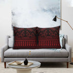 Red Taniko Kowhaiwhai Tukutuku Motif Pillow Cover - Aussie Hoodie
