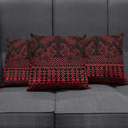 Red Taniko Kowhaiwhai Tukutuku Motif Pillow Cover - Aussie Hoodie