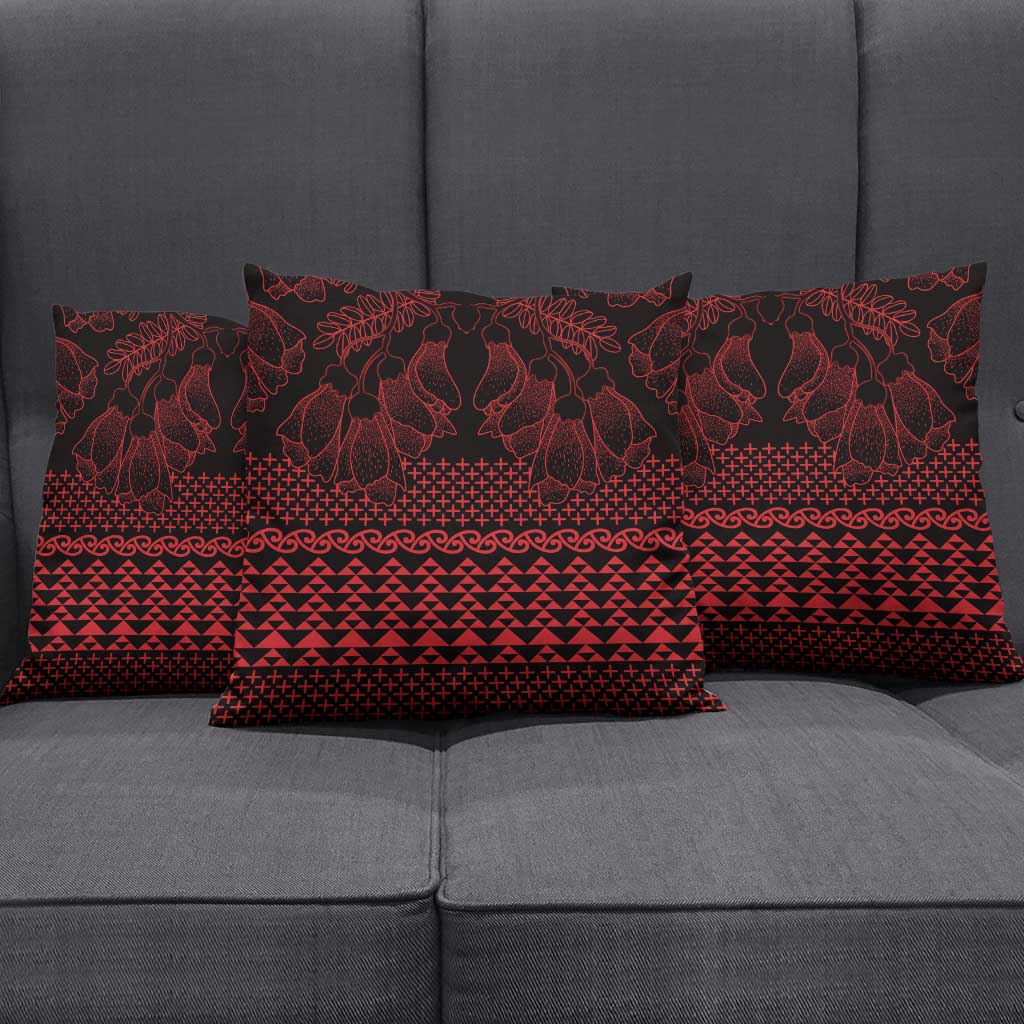 Red Taniko Kowhaiwhai Tukutuku Motif Pillow Cover - Aussie Hoodie
