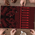Red Taniko Kowhaiwhai Tukutuku Motif Puzzle - Aussie Hoodie