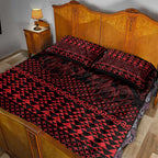Red Taniko Kowhaiwhai Tukutuku Motif Quilt Bed Set