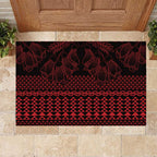 Red Taniko Kowhaiwhai Tukutuku Motif Rubber Doormat