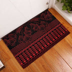 Red Taniko Kowhaiwhai Tukutuku Motif Rubber Doormat