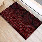 Red Taniko Kowhaiwhai Tukutuku Motif Rubber Doormat