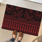 Red Taniko Kowhaiwhai Tukutuku Motif Rubber Doormat