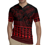 Red Taniko Kowhaiwhai Tukutuku Motif Rugby Jersey