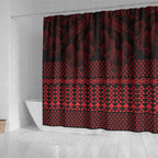 Red Taniko Kowhaiwhai Tukutuku Motif Shower Curtain