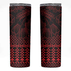 Red Taniko Kowhaiwhai Tukutuku Motif Skinny Tumbler