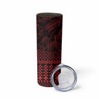 Red Taniko Kowhaiwhai Tukutuku Motif Skinny Tumbler