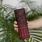 Red Taniko Kowhaiwhai Tukutuku Motif Skinny Tumbler