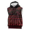 Red Taniko Kowhaiwhai Tukutuku Motif Sleeveless Hoodie - Aussie Hoodie