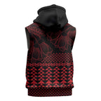 Red Taniko Kowhaiwhai Tukutuku Motif Sleeveless Hoodie - Aussie Hoodie