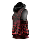 Red Taniko Kowhaiwhai Tukutuku Motif Sleeveless Hoodie - Aussie Hoodie