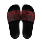Red Taniko Kowhaiwhai Tukutuku Motif Slide Sandals - Aussie Hoodie