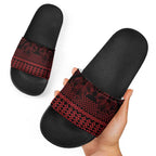 Red Taniko Kowhaiwhai Tukutuku Motif Slide Sandals - Aussie Hoodie