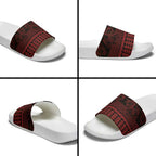 Red Taniko Kowhaiwhai Tukutuku Motif Slide Sandals - Aussie Hoodie