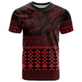 Red Taniko Kowhaiwhai Tukutuku Motif T Shirt