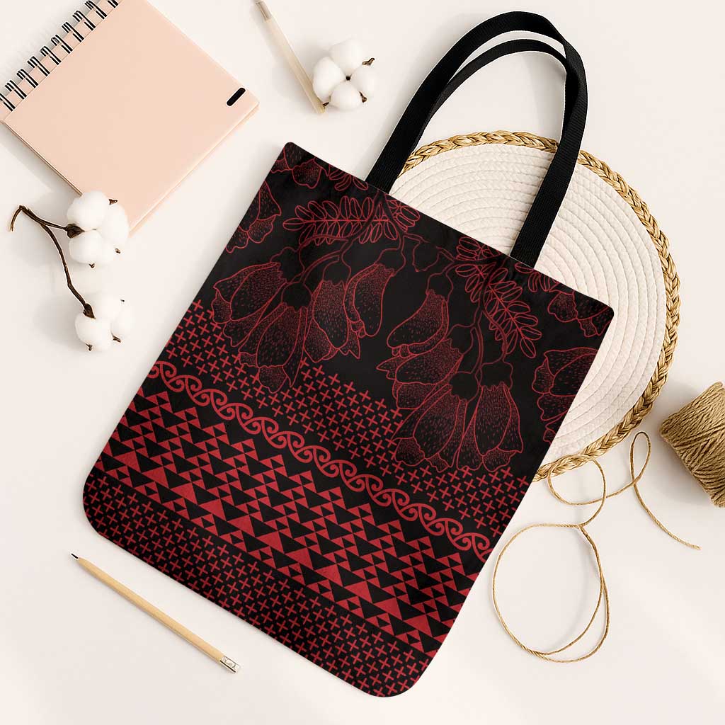Red Taniko Kowhaiwhai Tukutuku Motif Tote Bag - Aussie Hoodie