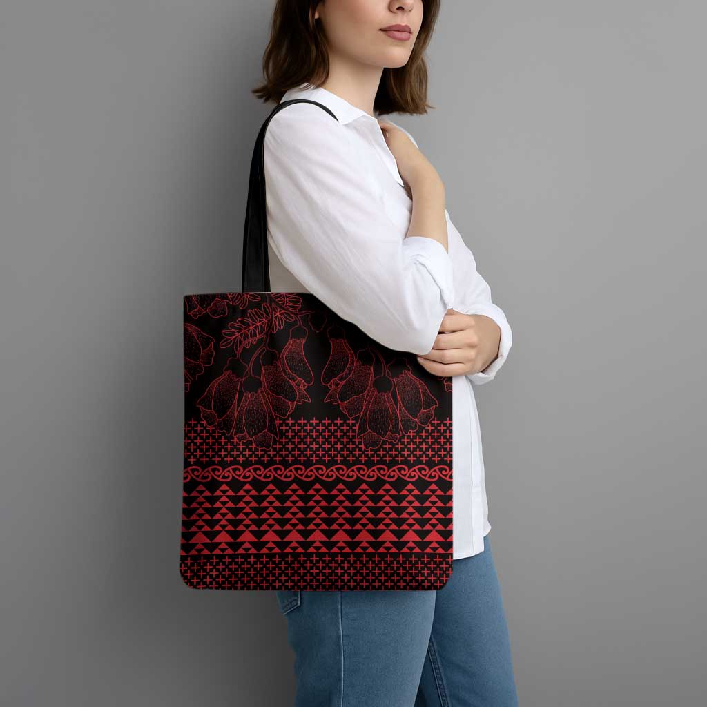 Red Taniko Kowhaiwhai Tukutuku Motif Tote Bag - Aussie Hoodie