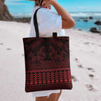Red Taniko Kowhaiwhai Tukutuku Motif Tote Bag - Aussie Hoodie