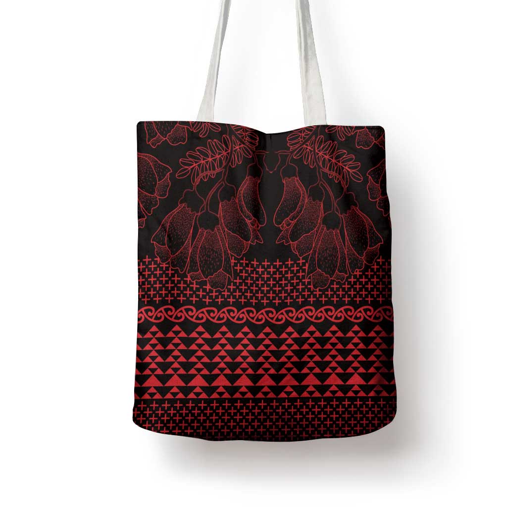 Red Taniko Kowhaiwhai Tukutuku Motif Tote Bag - Aussie Hoodie
