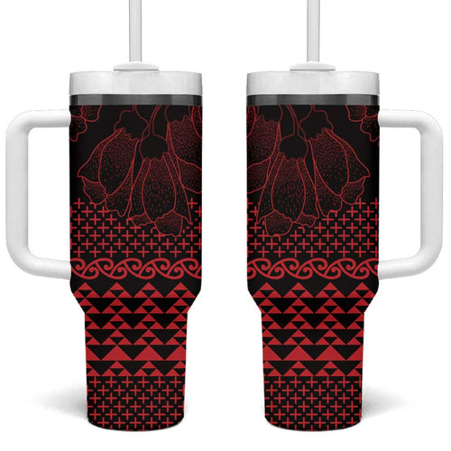 Red Taniko Kowhaiwhai Tukutuku Motif Tumbler With Handle