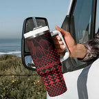 Red Taniko Kowhaiwhai Tukutuku Motif Tumbler With Handle