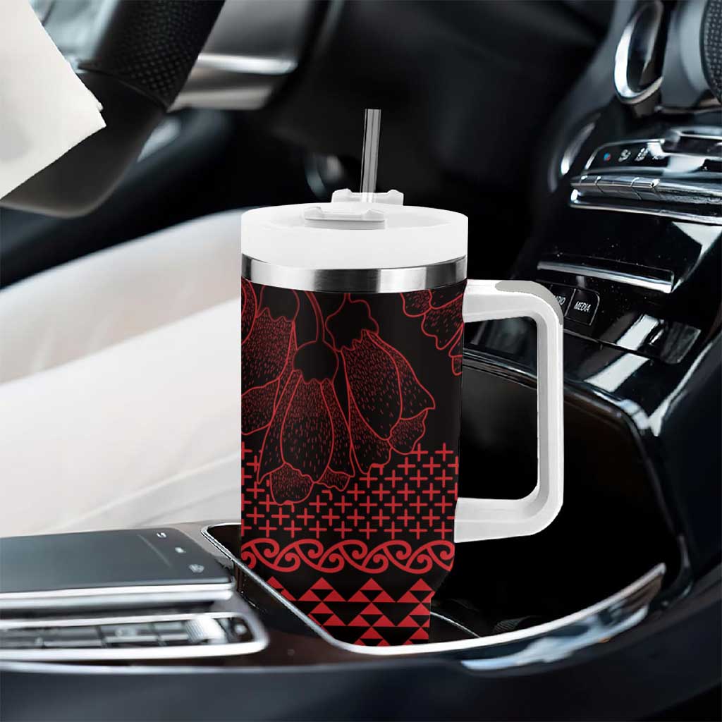 Red Taniko Kowhaiwhai Tukutuku Motif Tumbler With Handle