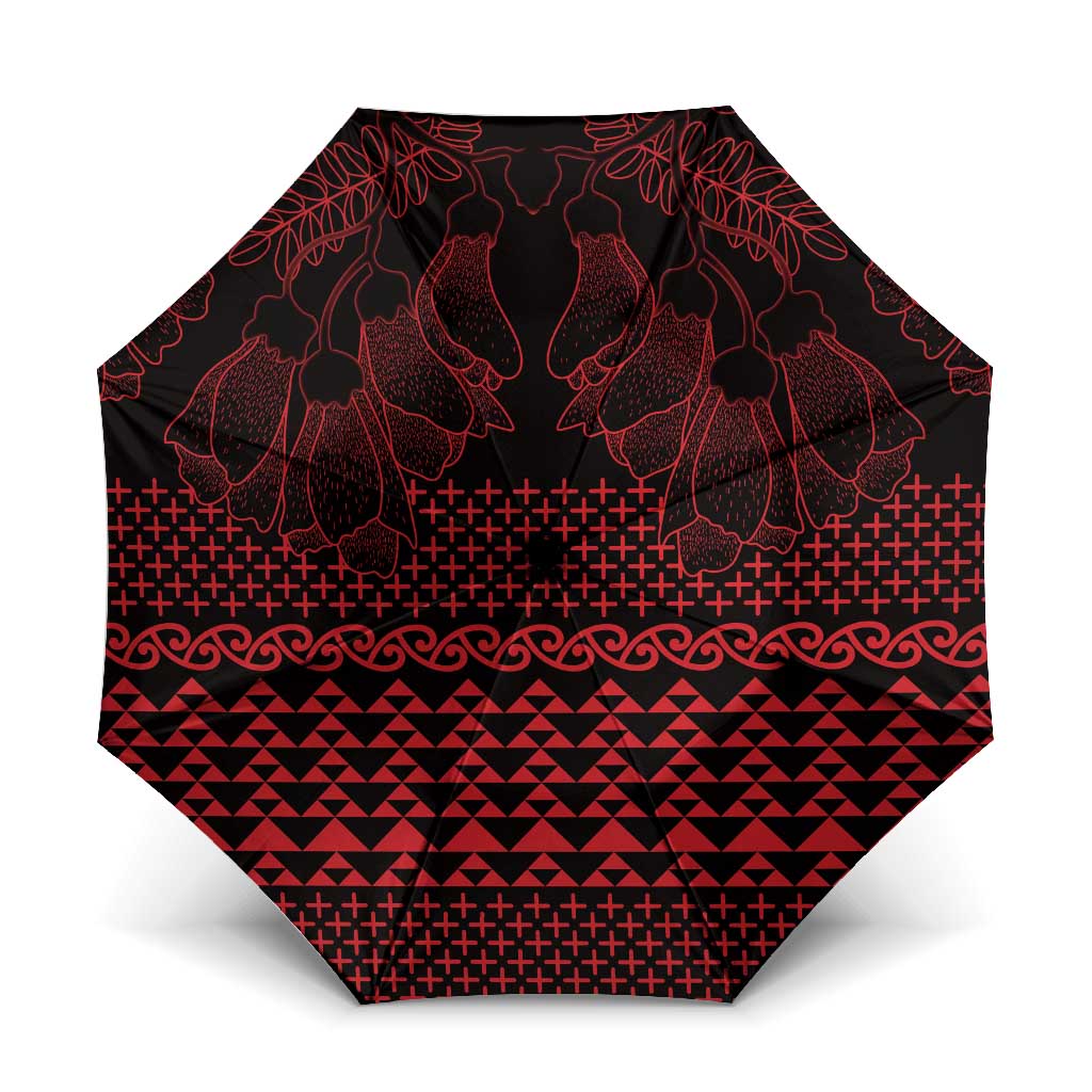 Red Taniko Kowhaiwhai Tukutuku Motif Umbrella - Aussie Hoodie