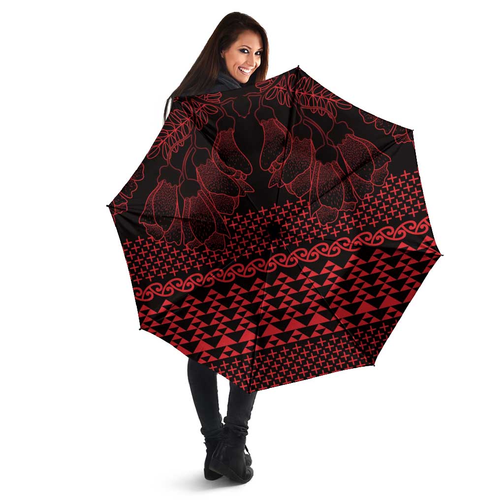 Red Taniko Kowhaiwhai Tukutuku Motif Umbrella - Aussie Hoodie