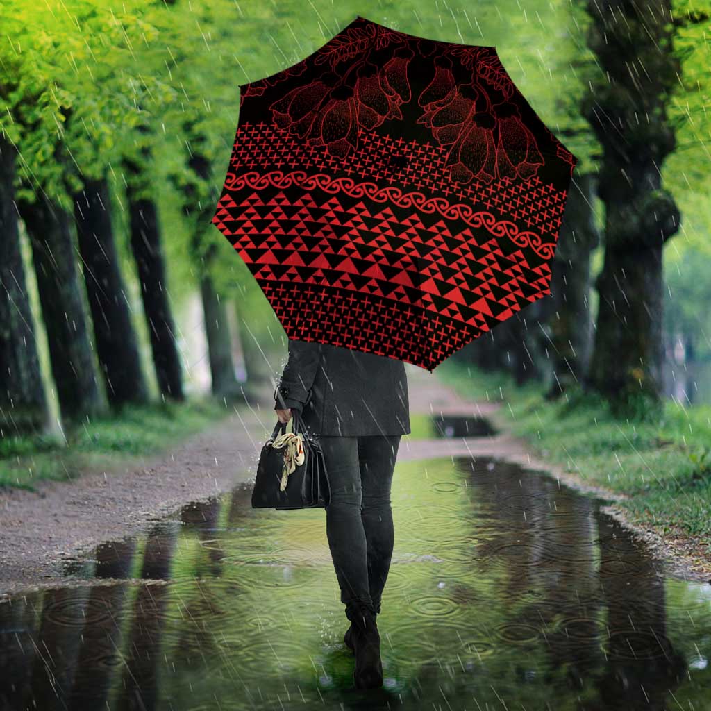 Red Taniko Kowhaiwhai Tukutuku Motif Umbrella - Aussie Hoodie