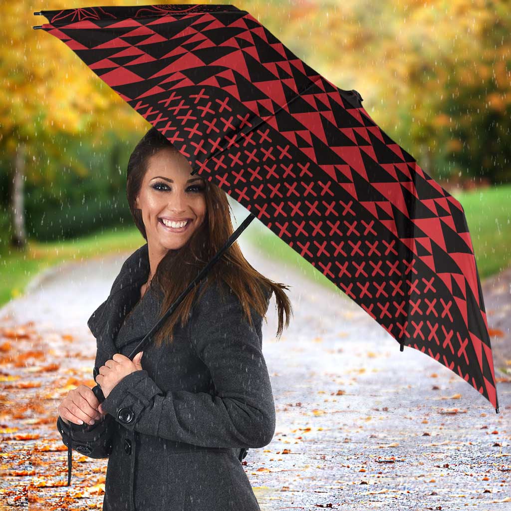 Red Taniko Kowhaiwhai Tukutuku Motif Umbrella - Aussie Hoodie