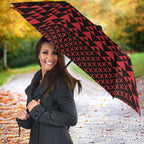 Red Taniko Kowhaiwhai Tukutuku Motif Umbrella - Aussie Hoodie
