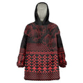Red Taniko Kowhaiwhai Tukutuku Motif Wearable Blanket Hoodie