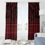 Red Taniko Kowhaiwhai Tukutuku Motif Window Curtain